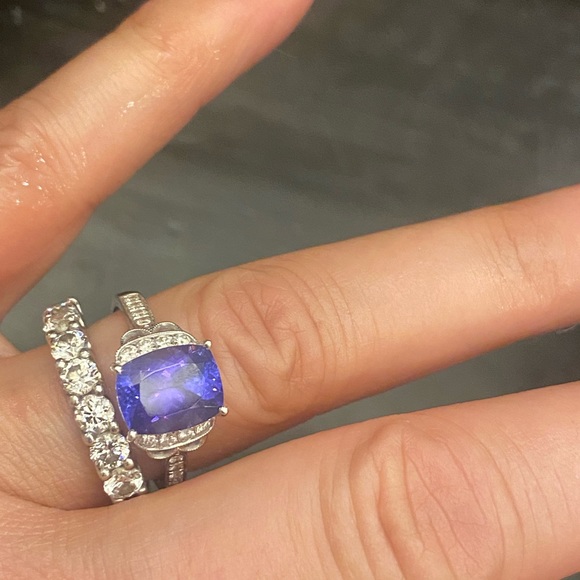 Diamond and Tanzanite 18K white gold ring. - Picture 3 of 9